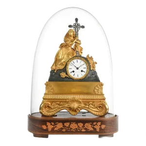Antique Charles X St. Mary Magdalene Clock Clock under Glass