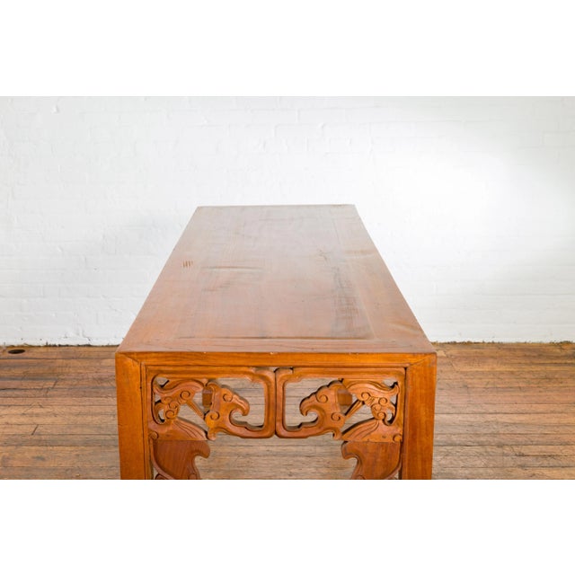 Vintage Chinese Style Indonesian Teak Wood Altar Table with Cloud-Carved Apron For Sale - Image 11 of 13
