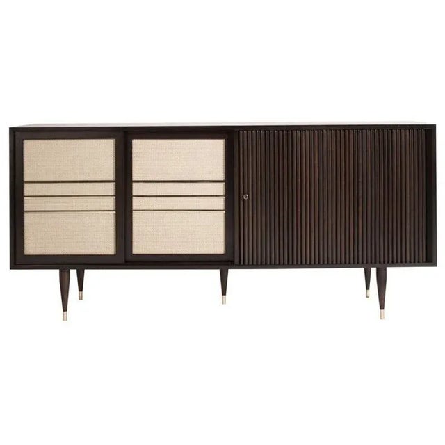 Mid-Century Brass and Walnut Credenza, Circa 1950s For Sale - Image 13 of 13
