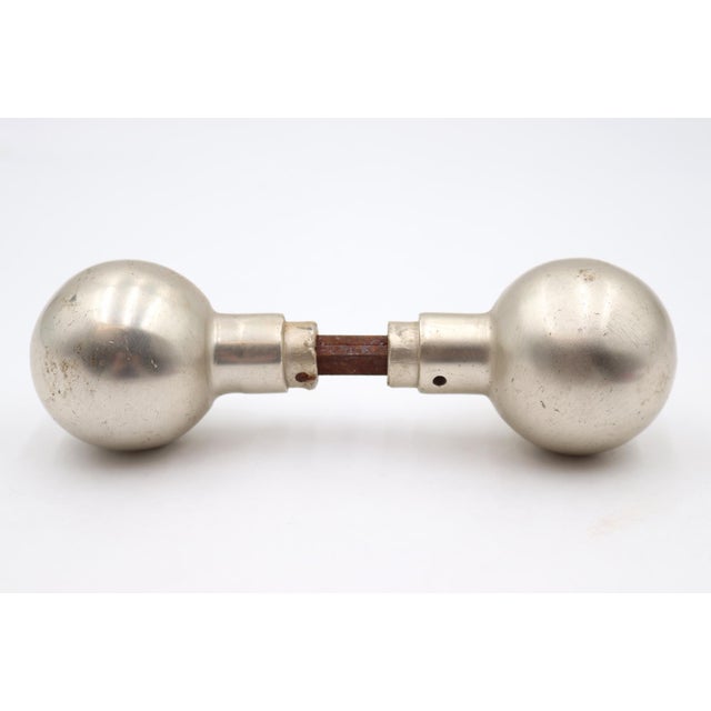 Modern Pair of Modern Brushed Chrome Brass Ball Passage Door Knobs For Sale - Image 3 of 5
