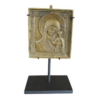 19th Century Russian Orthodox Icon of Virgin of Smolensk For Sale