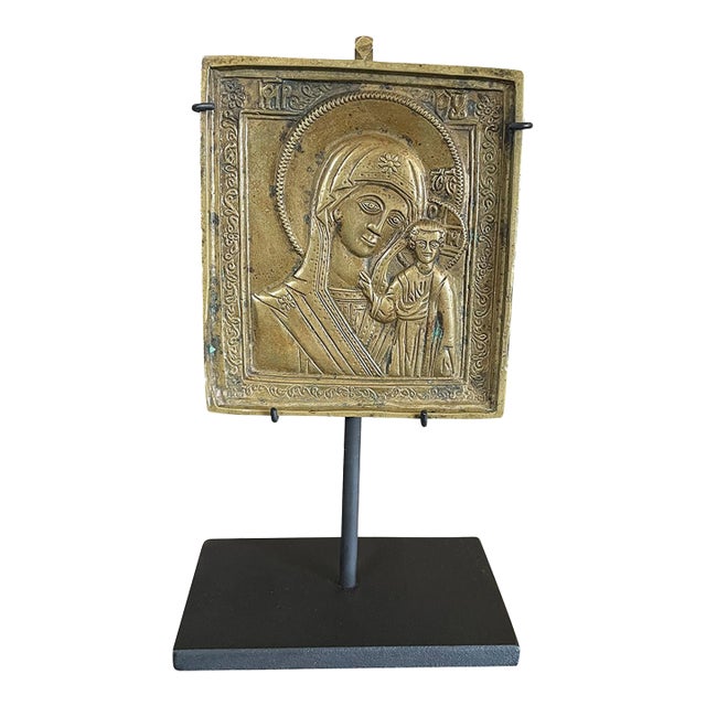 19th Century Russian Orthodox Icon of Virgin of Smolensk For Sale