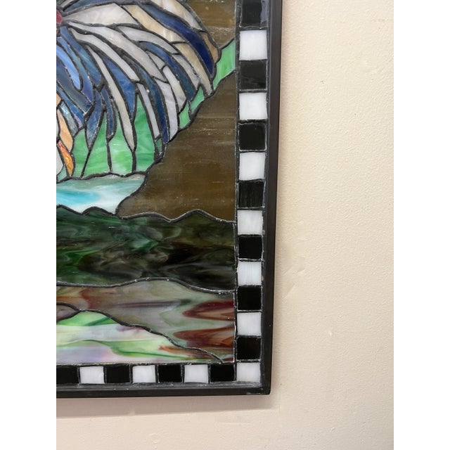 Blue Meyda Tiffany Stained Glass Hanging Rooster Window Panel For Sale - Image 8 of 9