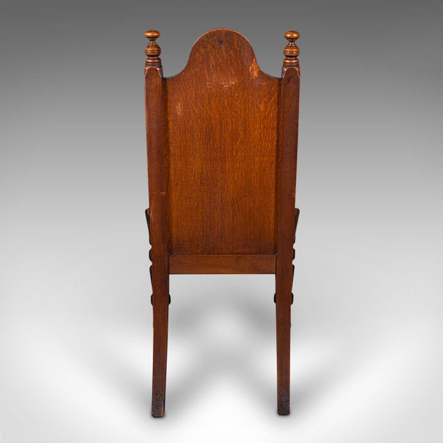 Antique Gothic Revival Hall Chair, Scottish Oak, Reception Seat, Victorian, 1870 For Sale - Image 4 of 12