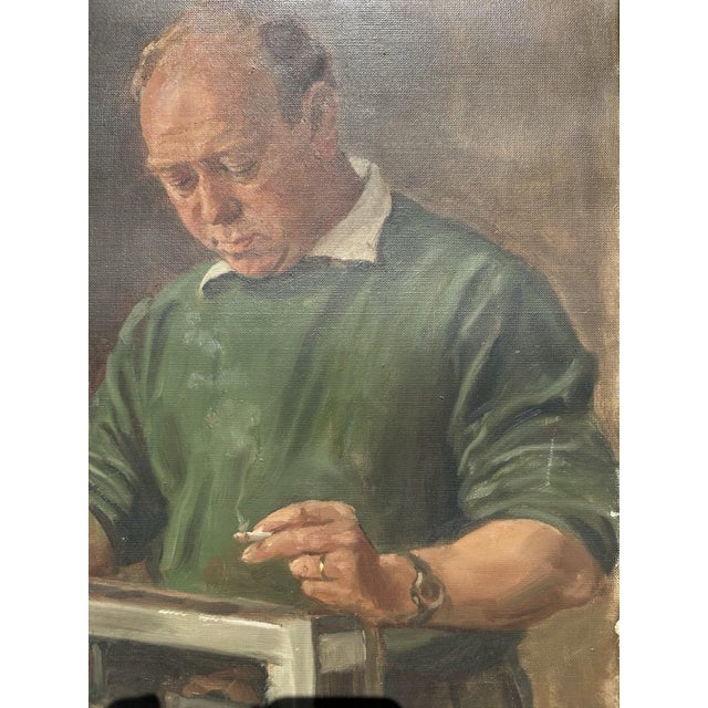 Heinrich Pforr, Master of Technology – Repairing a Machine, 1956, Oil Painting on Canvas For Sale - Image 10 of 13