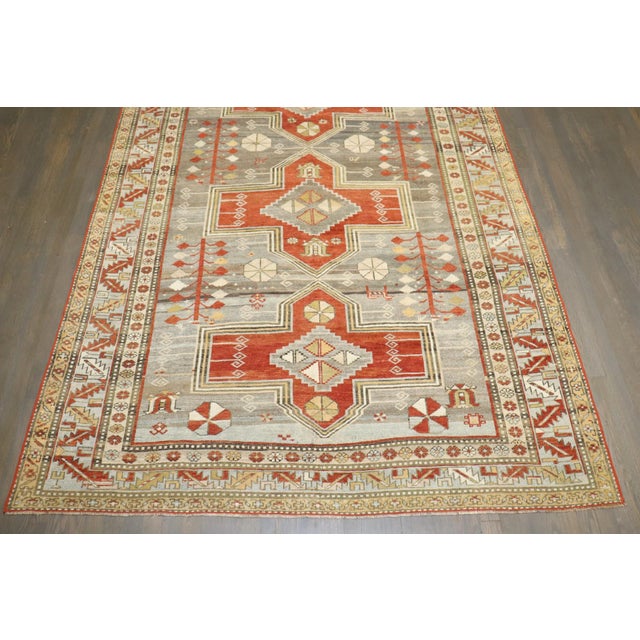 Turkish Antique Geometric Decorative Kazak Rug no. j5324 For Sale - Image 3 of 7
