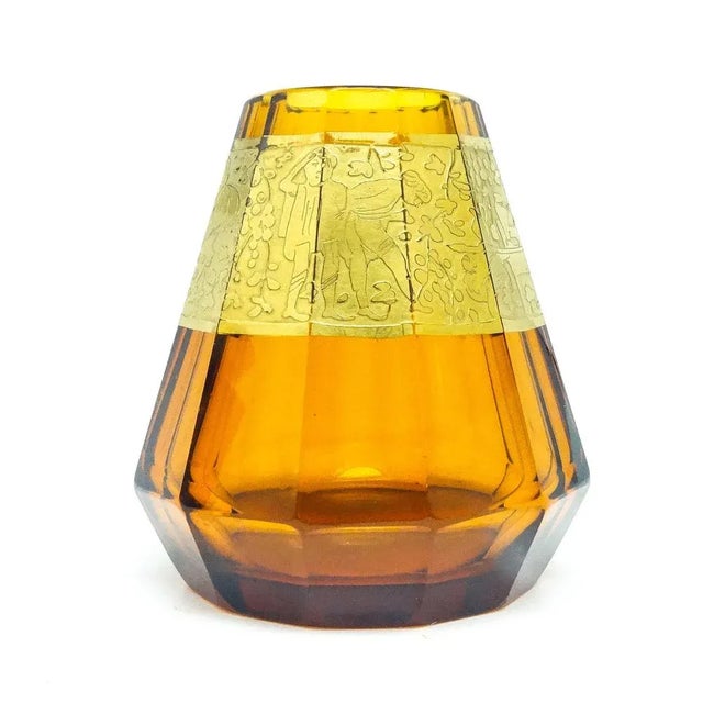 Gold Art Deco Vase from Moser, Czechoslovakia, 1930s For Sale - Image 8 of 8