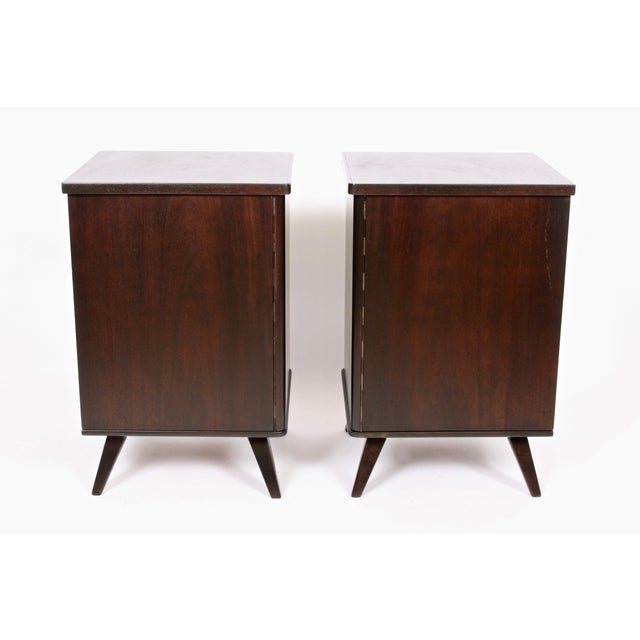 Swedish Moderne Dark Walnut Bedside Cabinets, 1940s - A Pair For Sale - Image 10 of 13