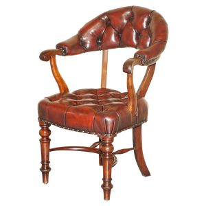 William IV Leather & Hardwood Chesterfield Captains Armchair, 1830s