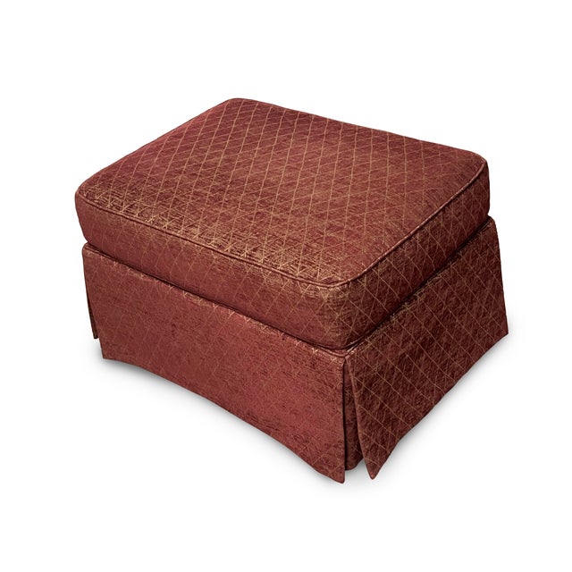 Modern Vintage Skirted Ottomans or Footstools in Burgandy and Gold --A Pair For Sale - Image 3 of 4