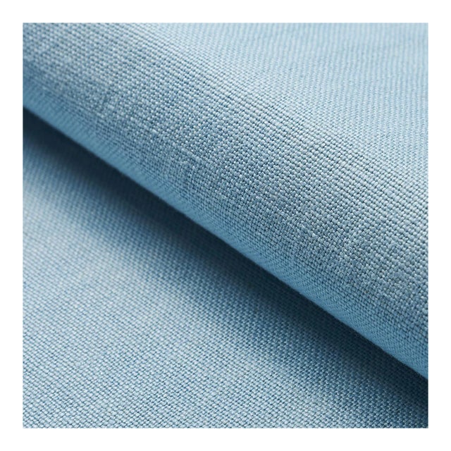 Sample - Schumacher Piet Performance Linen Fabric in Sky For Sale