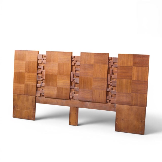 Mid-Century Modern Lane Brutalist Mid Century Walnut King Headboard For Sale - Image 3 of 3