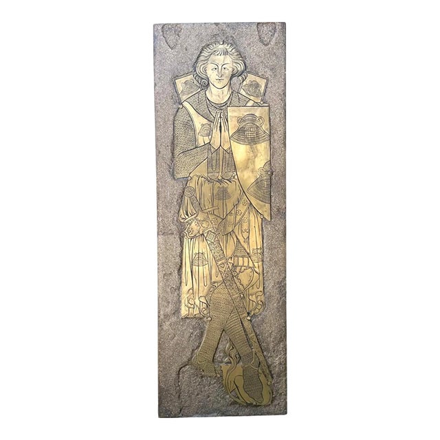 Vintage Monumental Knight Brass Rubbing For Sale