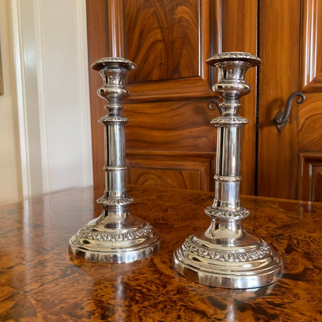 English English Sheffield Silver Telescopic Candle Stick Holders - A Pair For Sale - Image 3 of 12
