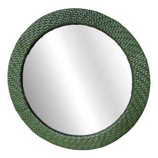 Round Wicker Mirror, 1960s For Sale