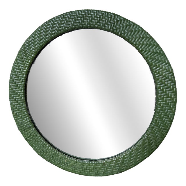 Round Wicker Mirror, 1960s For Sale