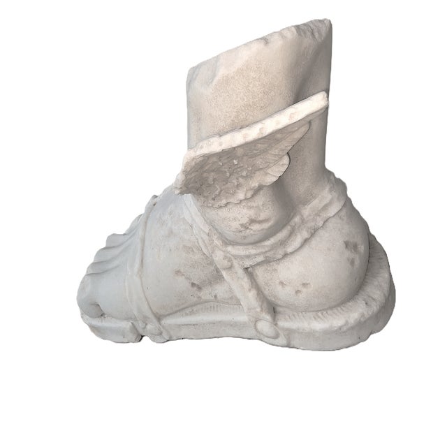 Italian Early 20th Century Winged Foot Study in Carrara Marble, Padua, Italy, of the Roman God Mercury For Sale - Image 3 of 4