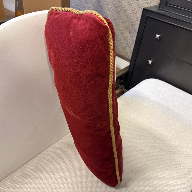 Regency Style Ruby Velvet Lumbar Pillow For Sale - Image 12 of 12