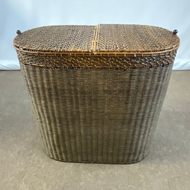 1980s Vintage Wicker Hamper With Two Compartments Chairish
