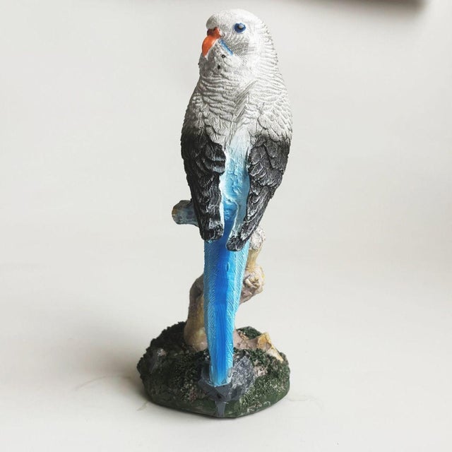 Pair of Resin Parakeet Figurines – 6.1" Realistic Bird Sculptures on Branches For Sale - Image 9 of 16