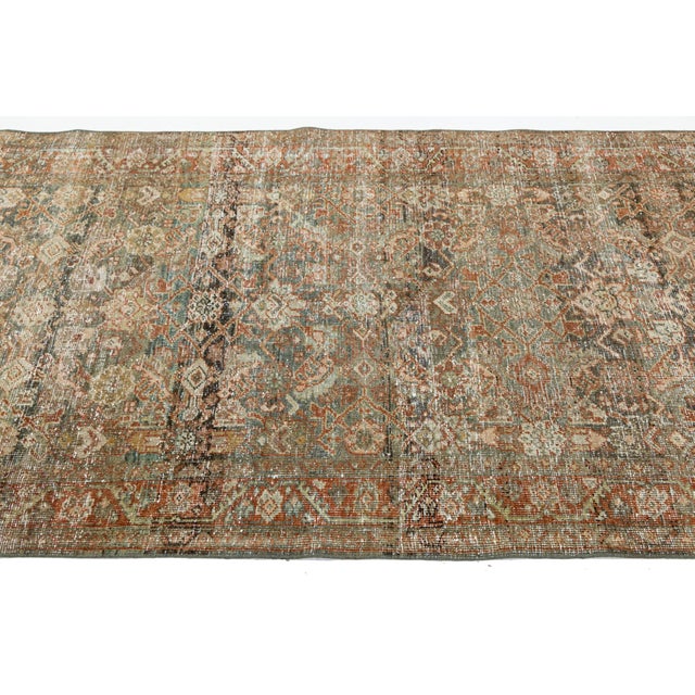 19th-Century Antique Malayer Runner Rug – Distressed Muted Earth Tones & Terracotta Wool For Sale - Image 9 of 9