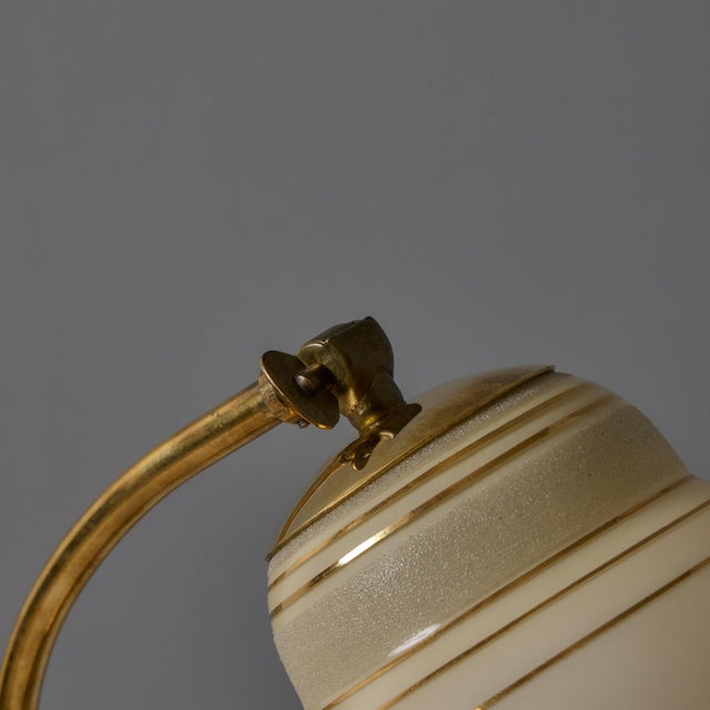 Brass 1950s Sculptural Glass and Brass Table Lamp in the Manner of Paavo Tynell for Valinte Oy For Sale - Image 8 of 18