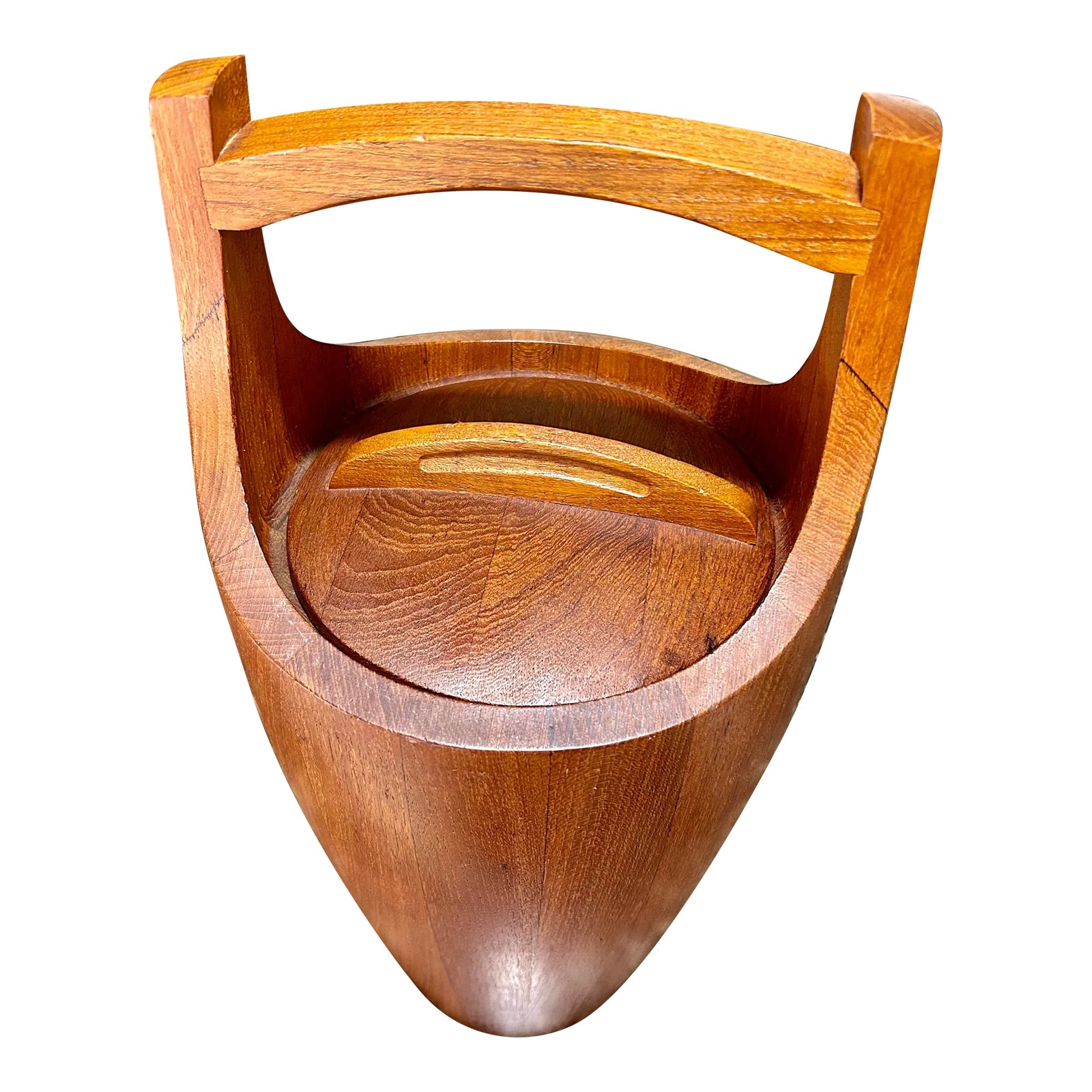 Vintage Danish Modern Stave Teak Ice Bucket/Lid, Jens Quistgaard