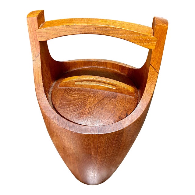 Vintage Danish Modern Stave Teak Ice Bucket/Lid, Jens Quistgaard for Dansk, 1960’s, Mark #811 For Sale