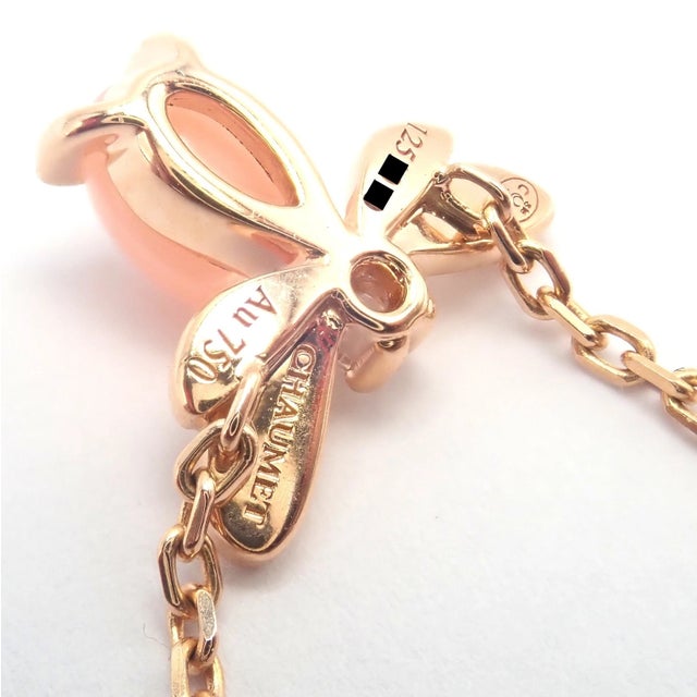 Metal Chaumet Rose Gold Attrape-Moi Diamond Pink Opal Necklace For Sale - Image 7 of 13