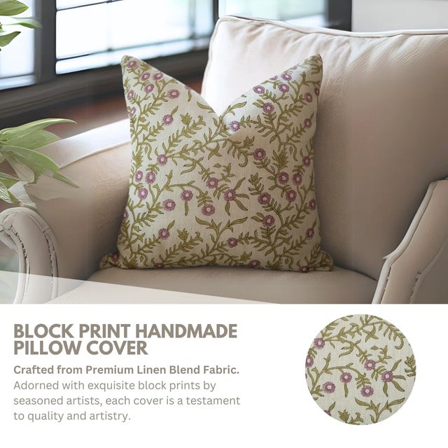 Elevate your interior with the elegant charm of the Fabdivine "Shejan" Pillow Cover, handcrafted using traditional block...