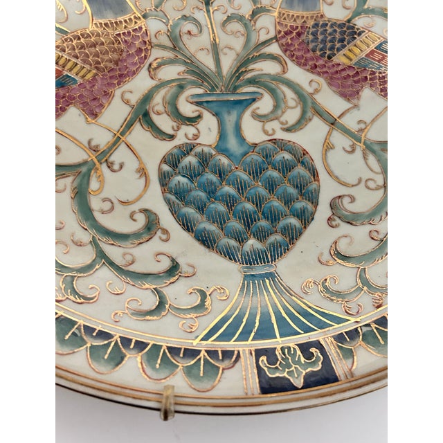 Vintage Chinoiserie Bird Decorative Plates – Hand Painted Botanical Wall Plates, Pair For Sale - Image 9 of 12