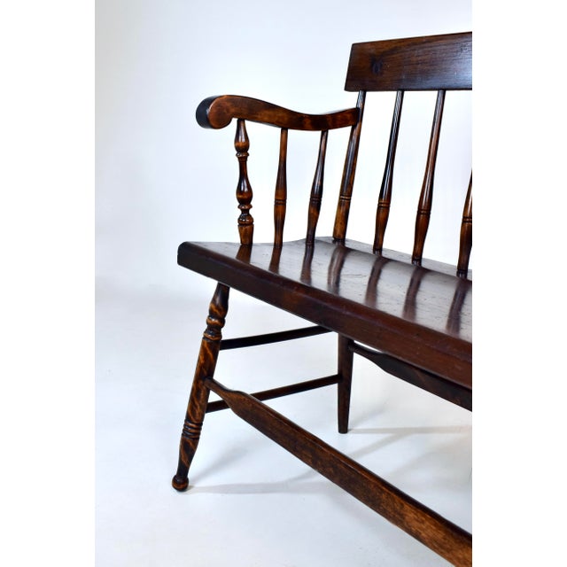 American Pine Spindle Back Deacons Bench For Sale - Image 10 of 13