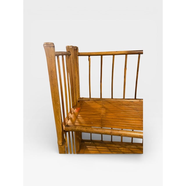 Tan Vintage Bamboo Folding Corner Shelf / Étagerè With Side Panels For Sale - Image 8 of 10