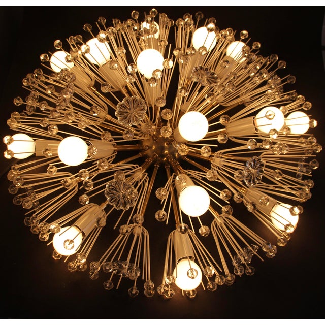 Large Mid-Century Modern Snowball Ceiling Lamp in Glass and Brass by Emil Stejnar for Rupert Nikoll, 1950s For Sale - Image 14 of 18
