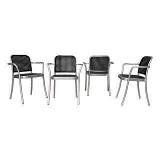 Italian Modern Chairs in Silver by Vico Magistretti for De Padova, 1980s, Set of 4 For Sale