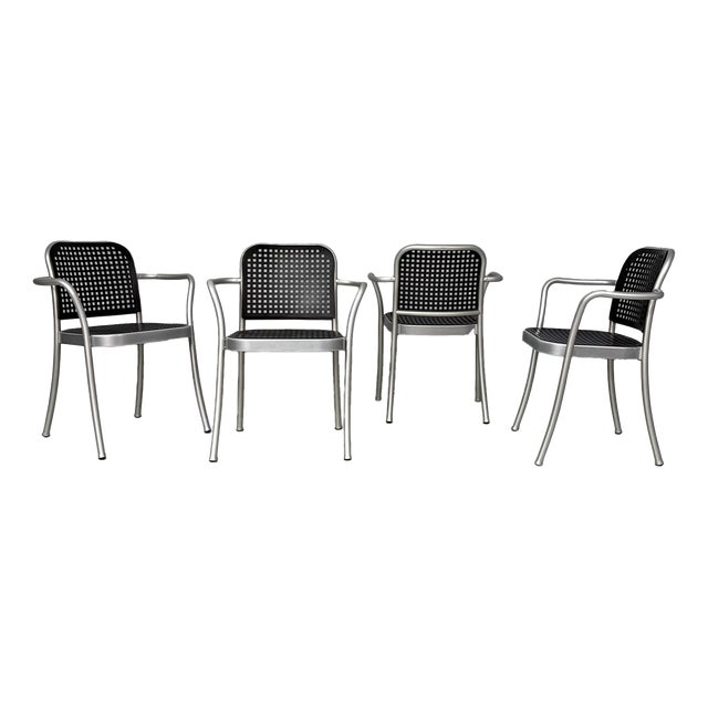 Italian Modern Chairs in Silver by Vico Magistretti for De Padova, 1980s, Set of 4 For Sale