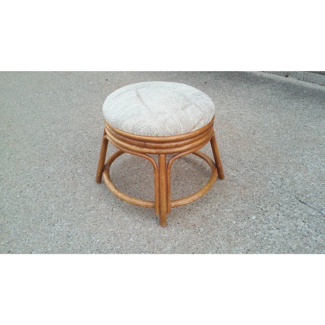 Vintage Rattan Round Stool For Sale - Image 4 of 6