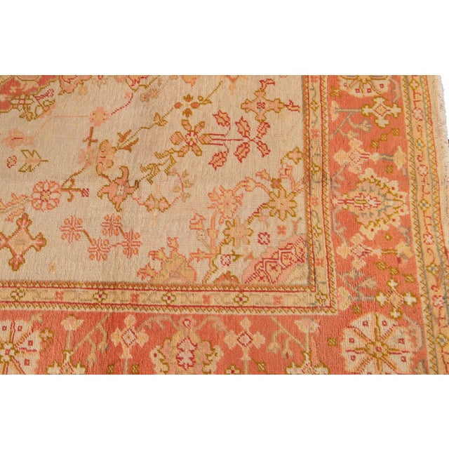 Peach Antique Turkish Oushak Peach Handmade Wool Rug For Sale - Image 8 of 12