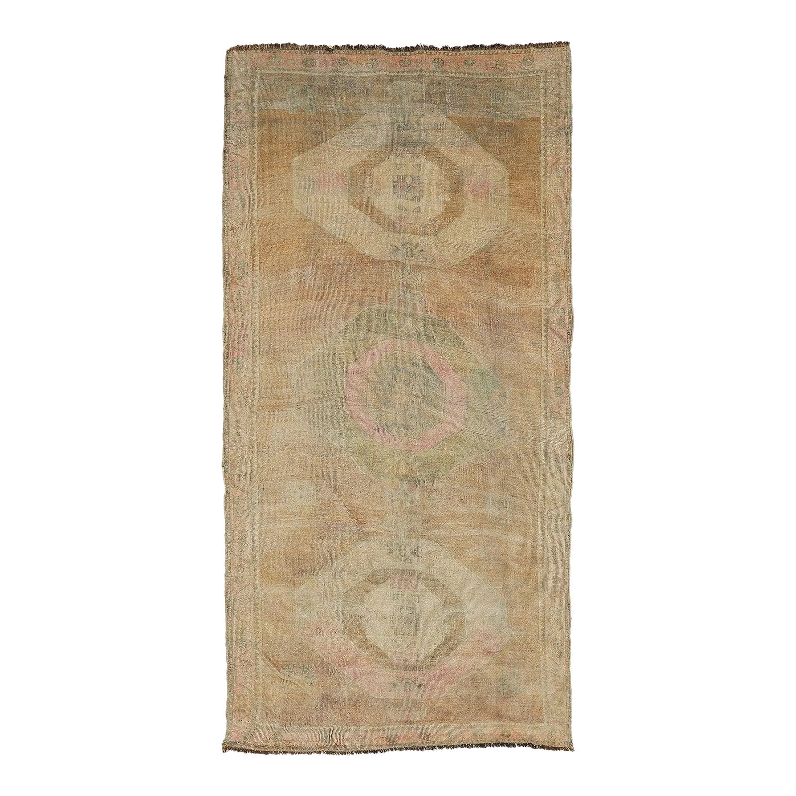 Mid 20th Century Large Washed Out Vintage Kars Rug | Chairish