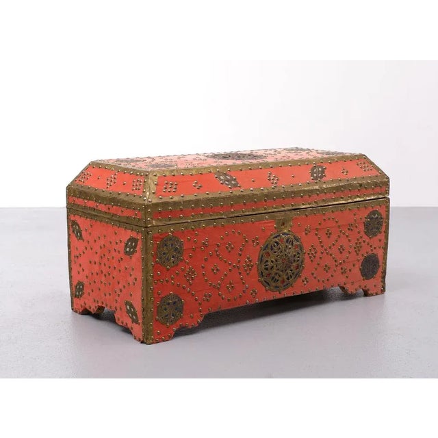 1960s Oriental Velvet Chest Brass Box, 1965 For Sale - Image 5 of 9