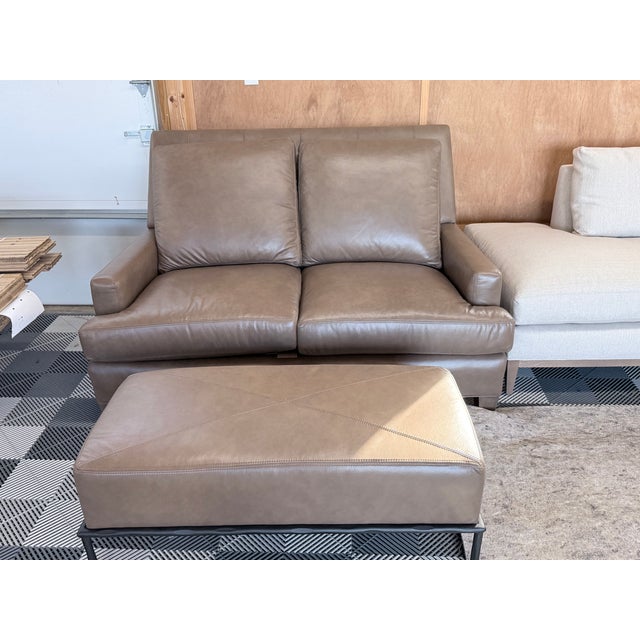 Lee Industries Lee Industries Leather Loveseat For Sale - Image 4 of 10