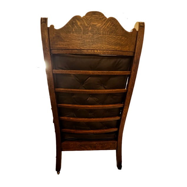 Early 20th Century Ornately Carved Quarter Sawn Oak Throne Chair For Sale - Image 9 of 9