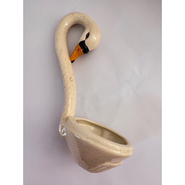 Vintage Ceramic Swan Soup Tureen With Coordinating Ladle – Cream Speckled Glaze, Cottage Farmhouse Serveware For Sale - Image 17 of 18