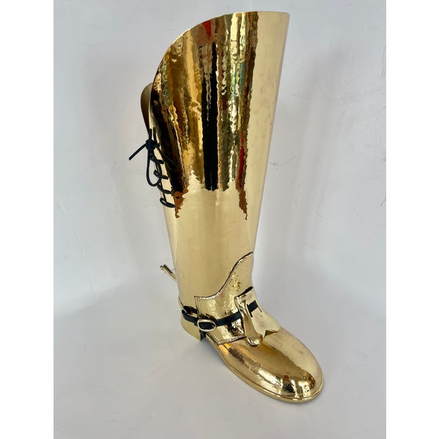 This is great looking English Coachman Boot Shaped Umbrella Stand, 1950s . Hand crafted in England in the 40s to the 50s....