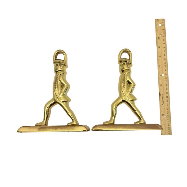 Metal Vintage Baldwin Solid Brass Minuteman Colonial Soldier Bookends Pair Usa. For Sale - Image 7 of 7
