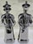 Contemporary Large Vintage Chrome Chinoiserie Porcelain Scholar & Student Figurine Pair, 18 Inch For Sale - Image 3 of 17