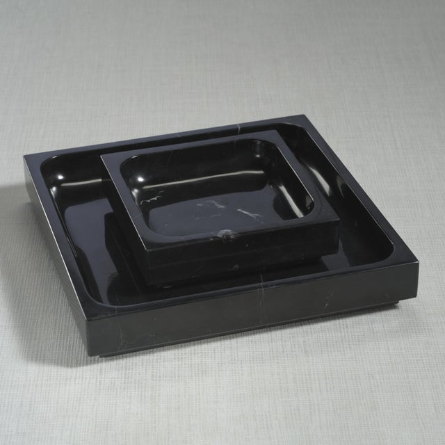 Nero Marquina Natural Marble Tray, 9.75" x 9.75" x 2" For Sale - Image 4 of 5