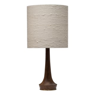 Teak and Brass Table Lamp with Silk Shade, Denmark, 1960s For Sale