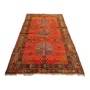 Vintage Rug | Samarkand | Khotan | Orange Wool Area Rug