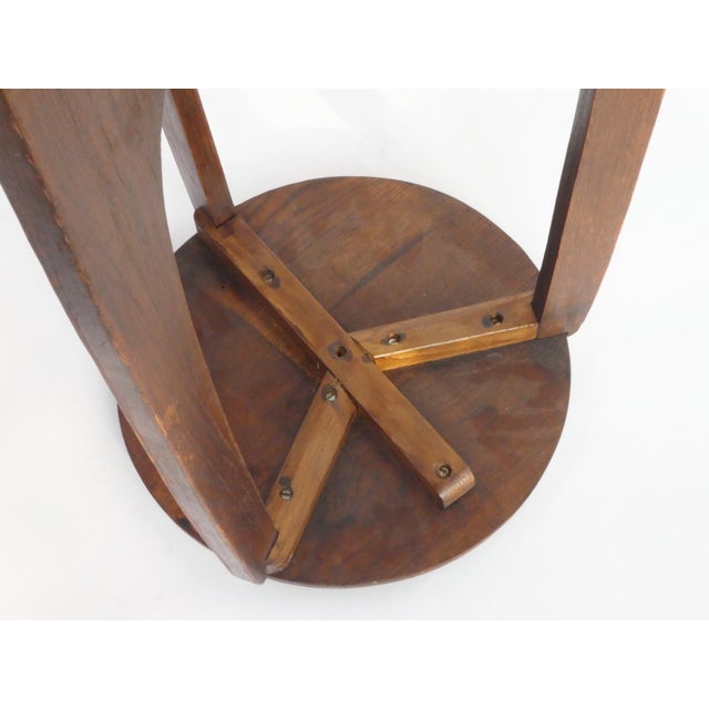 Amsterdam School Oak 2-Tiered Pedestal Plant Stand, 1920s For Sale - Image 9 of 10